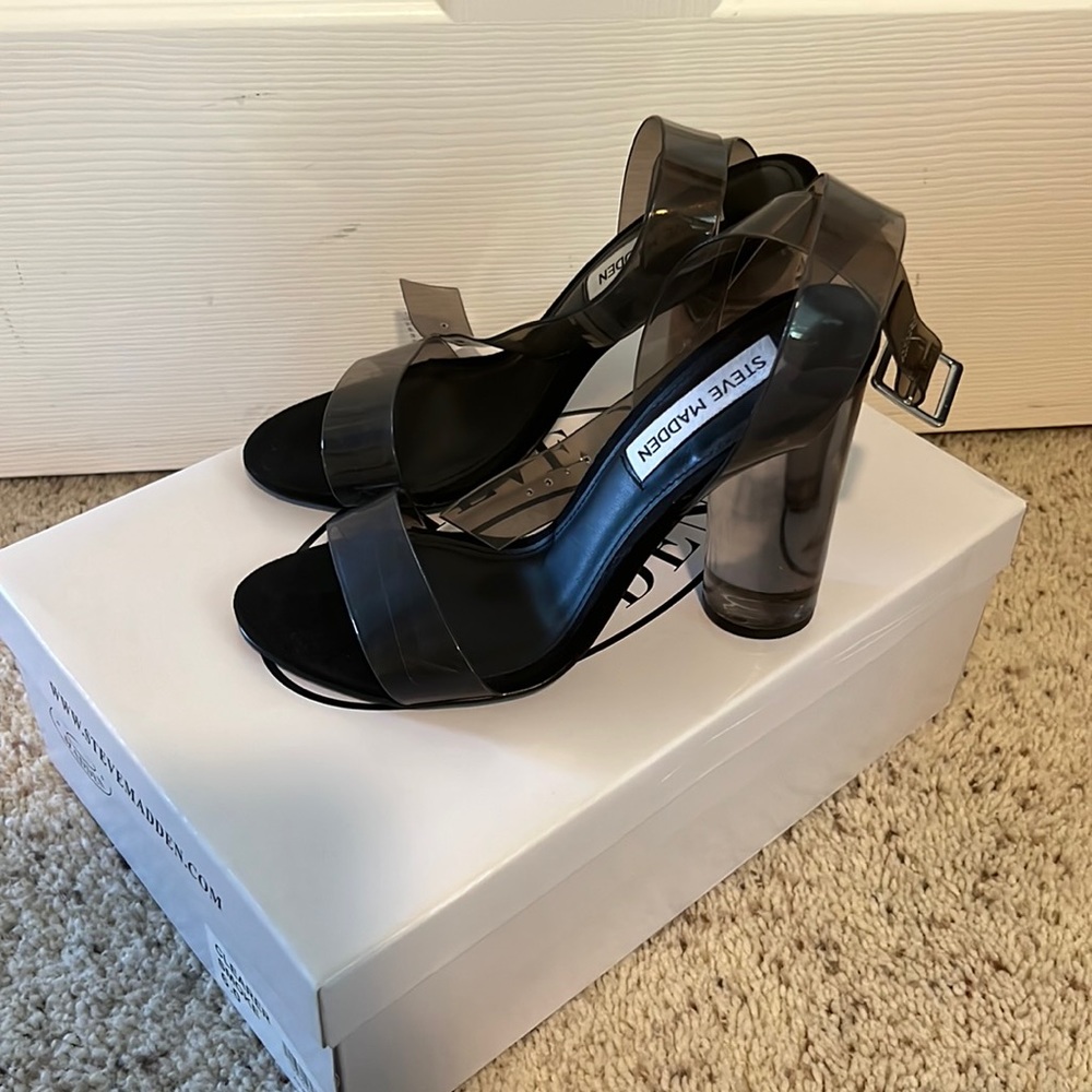 Clear black Steve Madden heels.